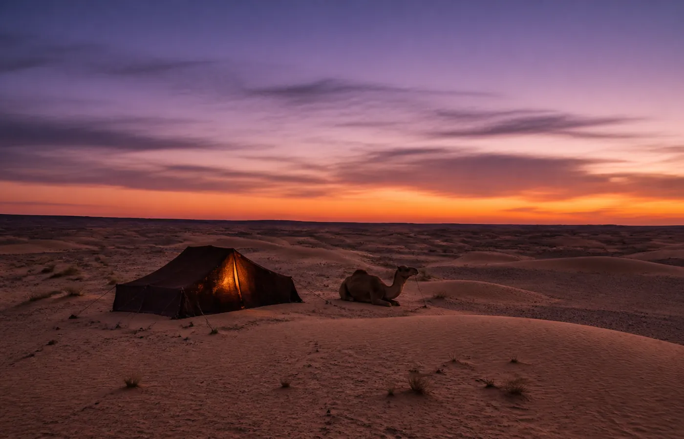 Les dunes intimes de l'Erg El Mhazil au crépuscule